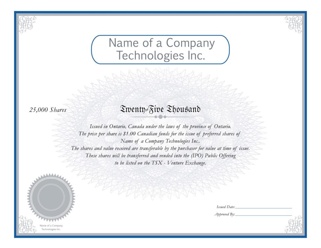 Share Certificates. Created in Illustrator. Vectors were used to create the design.