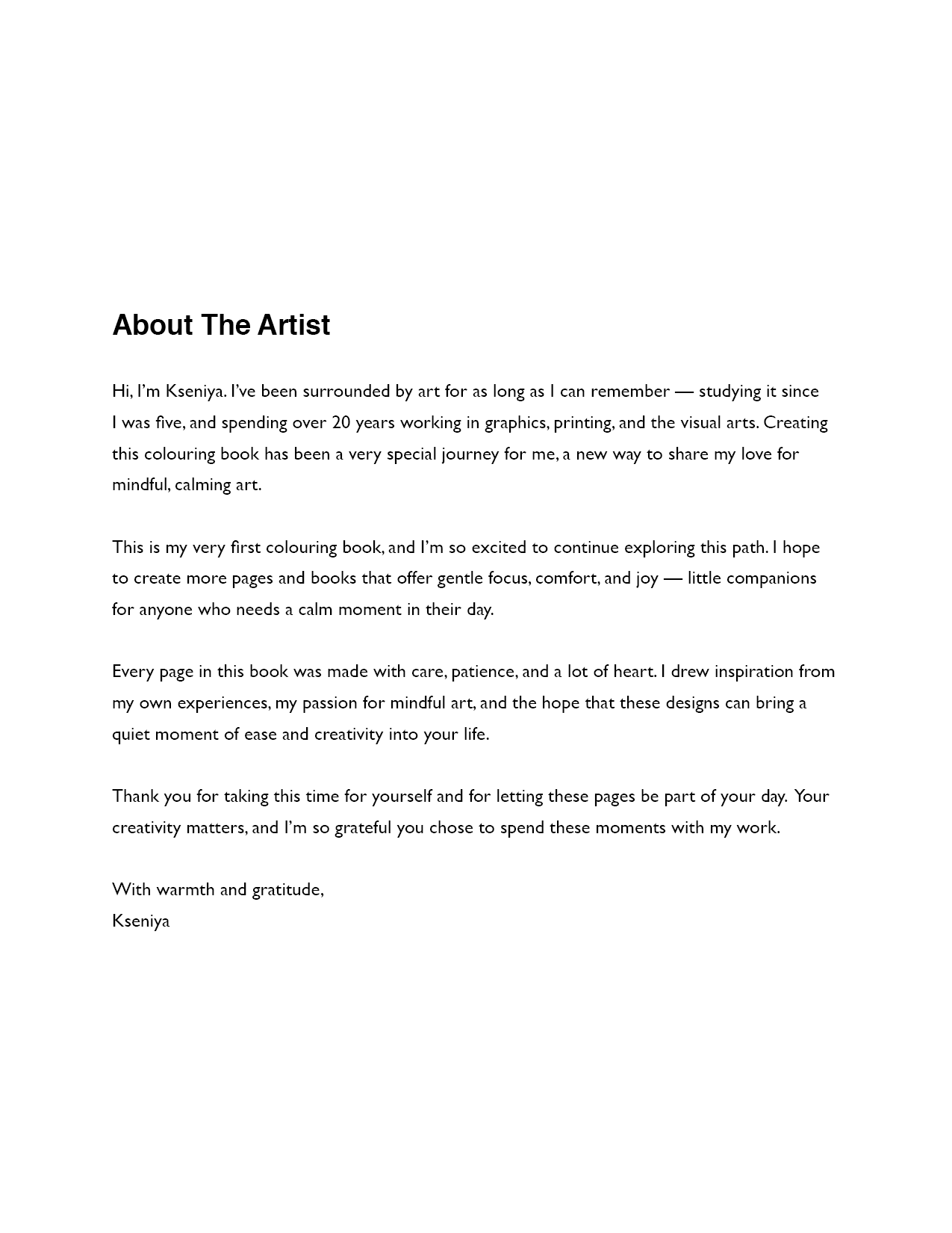 Page About The Artist